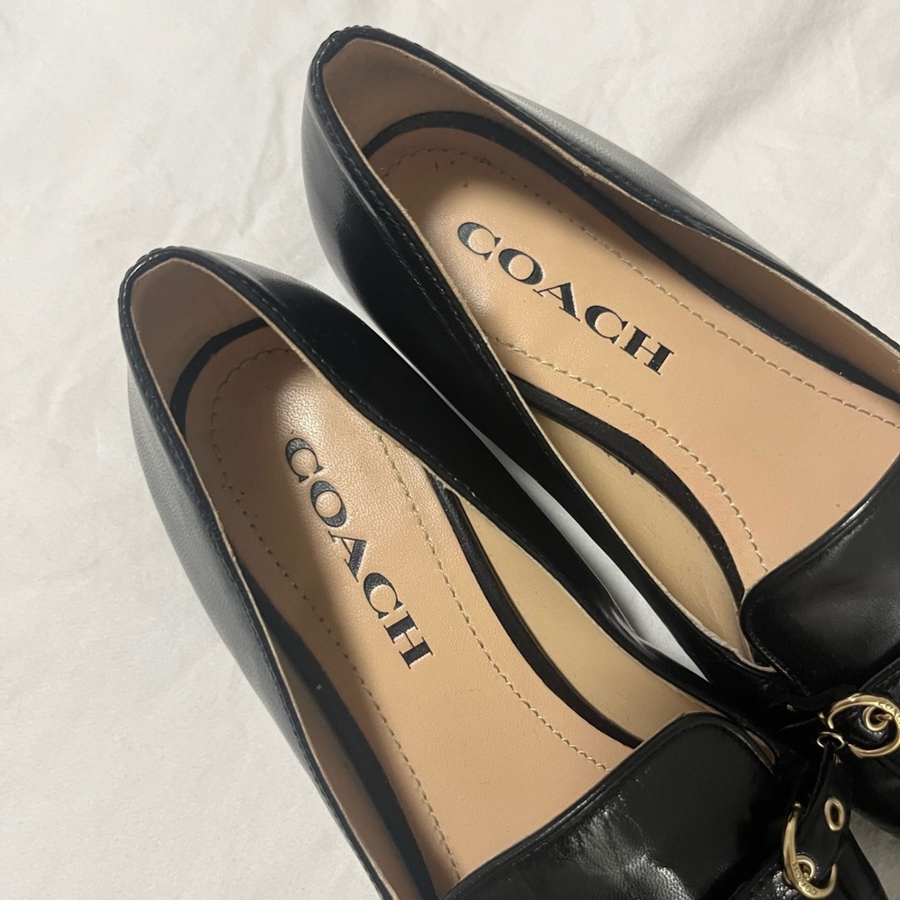 Coach Black Leather Flats